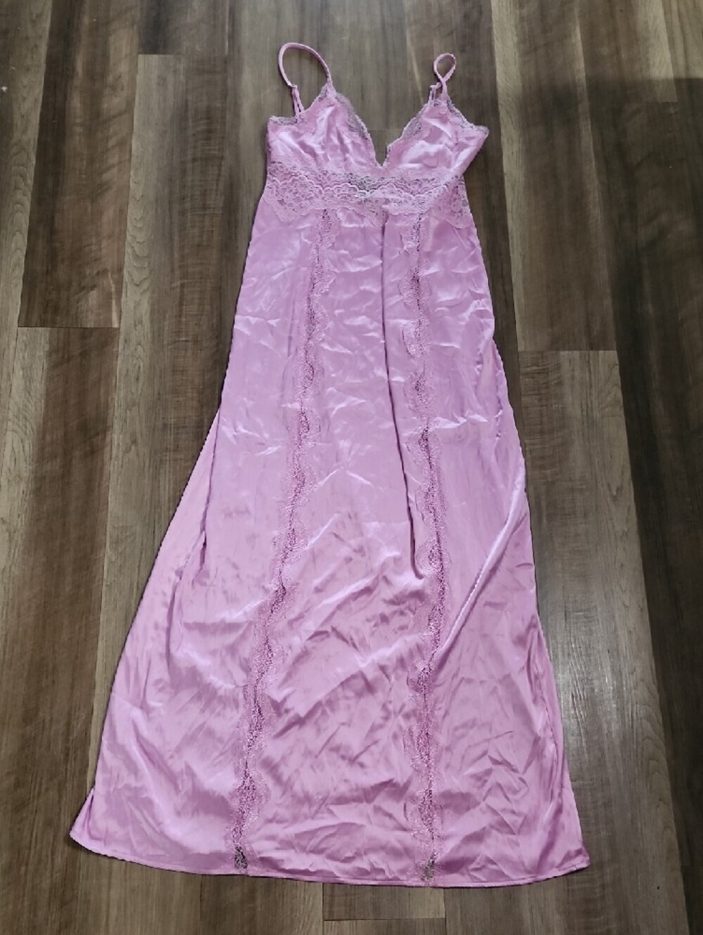 Victoria Secret Pink Lace Trim Satin Nightgown - Women Intimates - Picture 3 of 10